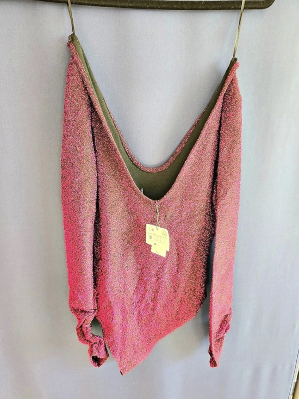 Zara Metallic Long Sleeve Bodysuit in Pink Small NWT